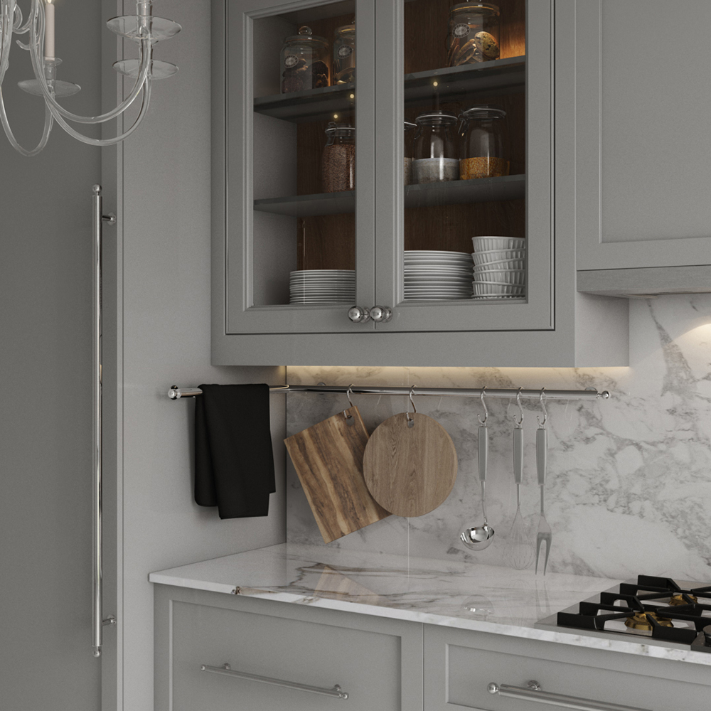 Right Hand Installed Heathcote Backsplash Rail - L Corner